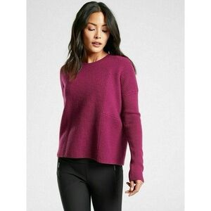 Athleta Turin Wool Cashmere Sweater Knit Textured Women's Sz XS Mullberry Maroon